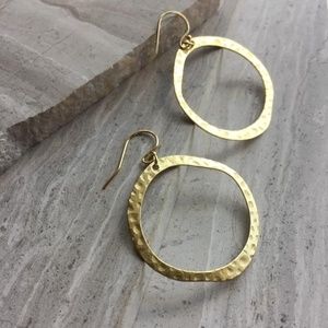 14K gold/sterling silver Hammered Hoop Earrings